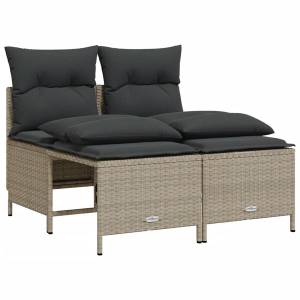 vidaXL Set Divano da Giardino 4pz con Cuscini Grigio Chiaro Polyrattan