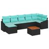 vidaXL Set Divano da Giardino 8 pz Nero polyrattan
