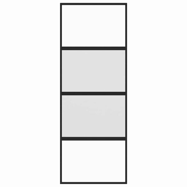 vidaXL Porta Scorrevole Nera 76x205 cm in Vetro Temperato e Alluminio