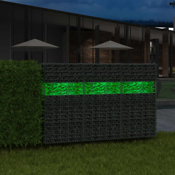 vidaXL Muro Gabbioni Giardino Rocce di Vetro e Lampada LED 50x30x100cm