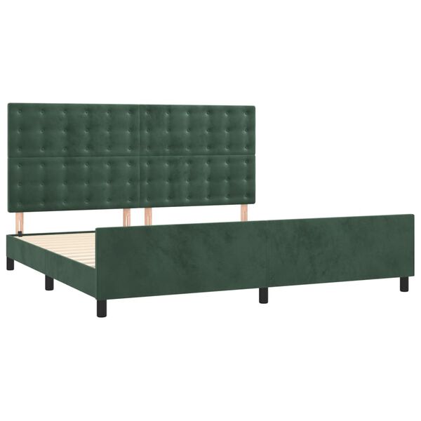 vidaXL Giroletto senza Materasso Verde Scuro 200x200 cm in Velluto