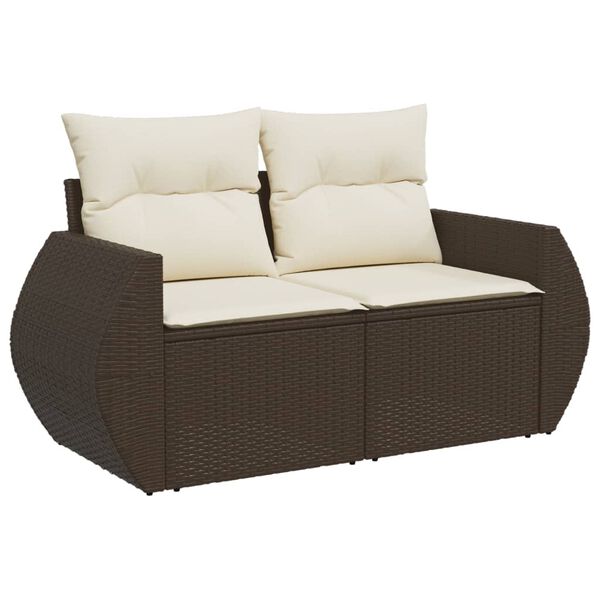 vidaXL Set Divani da Giardino 9pz con Cuscini Marrone in Polyrattan