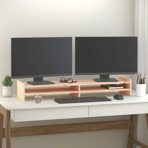 vidaXL Supporto per Monitor 100x27x15cm in Legno Massello di Pino