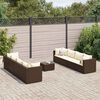 vidaXL Set Divani da Giardino 9 pz con Cuscini in Polyrattan Marrone