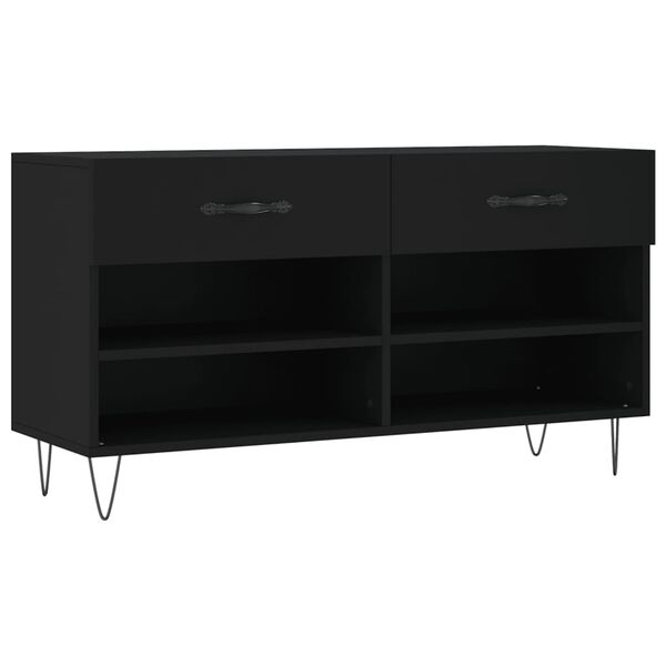 vidaXL Panca Porta Scarpe Nera 102x35x55 cm in Legno Multistrato