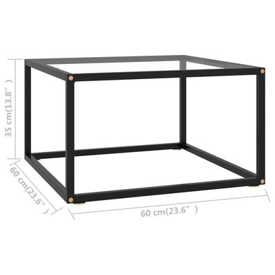 vidaXL Tavolino da Salotto Nero con Vetro Temperato 60x60x35 cm