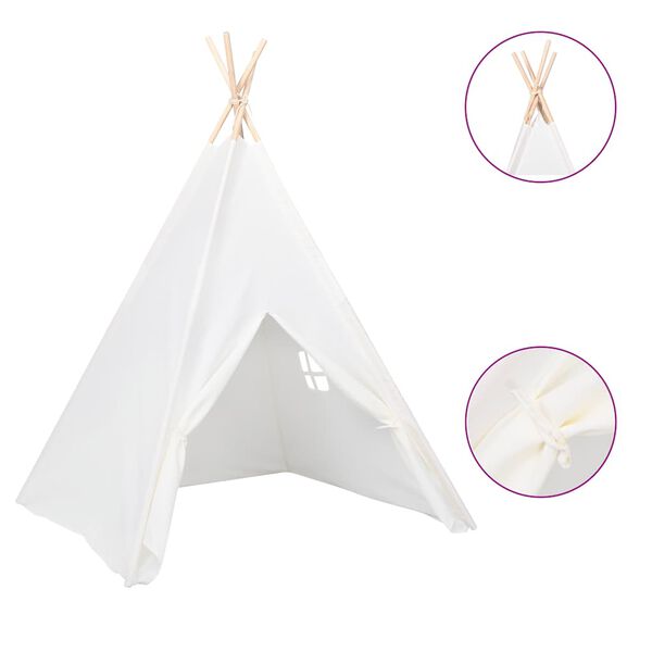vidaXL Tenda Tipi Bimbi Borsa Bianco Microfibra Strisce 120x120x150cm