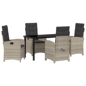 vidaXL Set da Pranzo per Giardino 5 pcs Grigio chiaro polyrattan