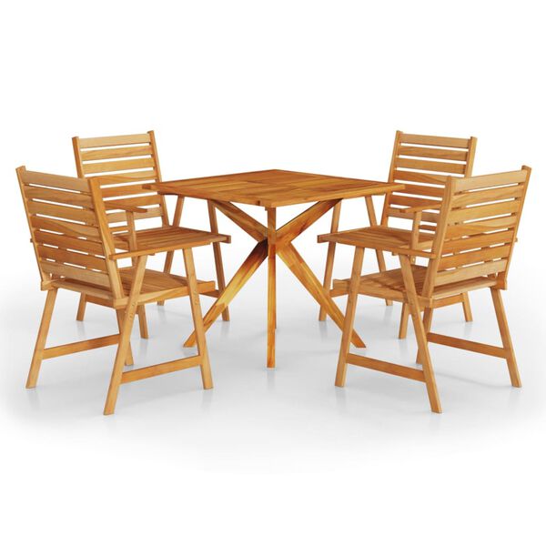 vidaXL Set Mobili da Pranzo per Giardino 5 pz Legno Massello di Acacia