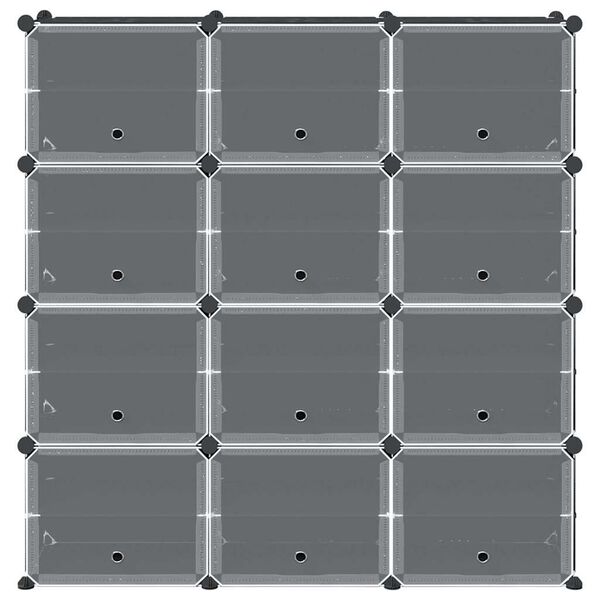 vidaXL Organizzatore Portaoggetti con 12 Cubi e Ante Trasparenti in PP