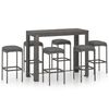 vidaXL Set da Bar da Giardino 7 pz con Cuscini in Polyrattan Grigio