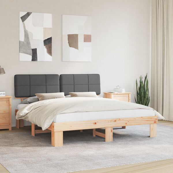 vidaXL Letto con Testiera Rivestita Grigio scuro 180 x 200 cm
