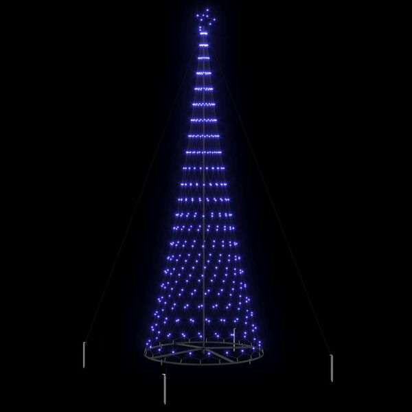 vidaXL Albero di Natale LED con 455 LED Blu 184.5 cm Metallo