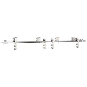 vidaXL Kit Binari Porta Scorrevole 200 cm Acciaio Inossidabile Argento