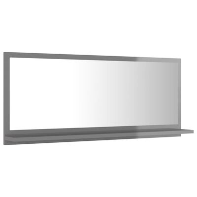 vidaXL Specchio da Bagno Grigio Lucido 90x10,5x37 cm Legno Multistrato