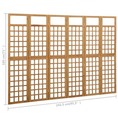 vidaXL Divisorio a 6 Pannelli in Legno Massello di Abete 242,5x180 cm