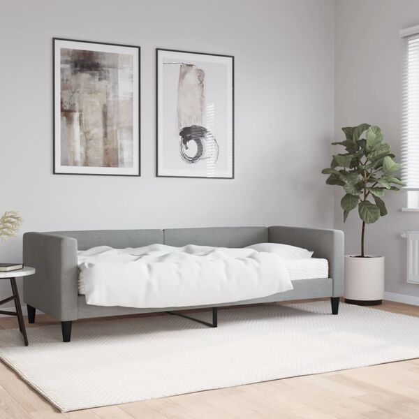 vidaXL Divano Letto con Materasso Grigio Chiaro 80x200 cm in Tessuto