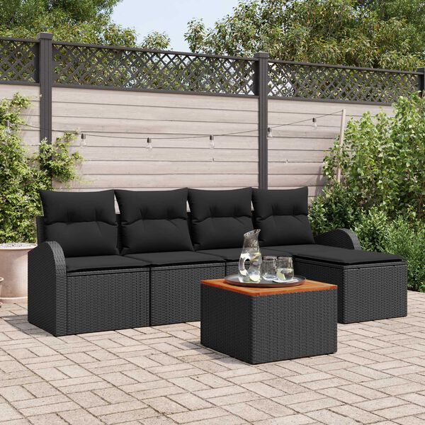 vidaXL Set Divano da Giardino 6 pcs Nero