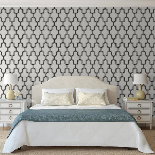 DUTCH WALLCOVERINGS Carta da Parati Geometric Bianco e Nero