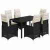 vidaXL Set da Bistr&ograve; da Giardino 7 pz con Cuscini Nero in Polyrattan