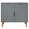 vidaXL Credenza MOLDE Grigia 90x40x80 cm in Legno Massello di Pino