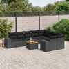 vidaXL Set Divani da Giardino 10pz con Cuscini in Polyrattan Nero