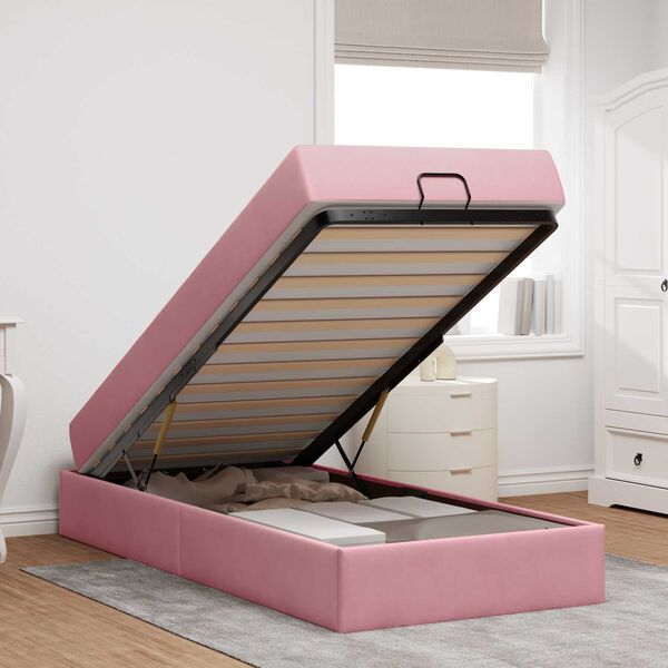 vidaXL Struttura letto con materasso con materasso 2 pcs Rosa Velluto