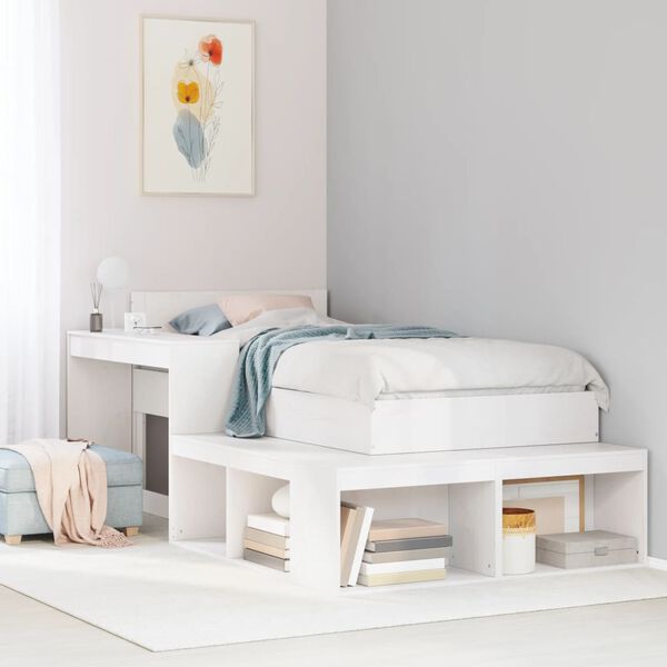 vidaXL Letto senza Materasso Bianco 75x190 in Legno Massello di Pino