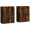 vidaXL Armadietti a Parete 2 pz Rovere Fumo in Legno Multistrato