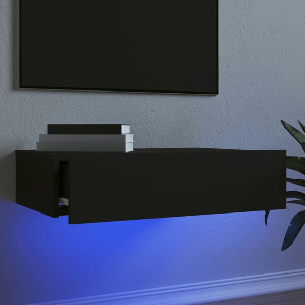 vidaXL Mobile Porta TV con Luci LED Nero 60x35x15,5 cm
