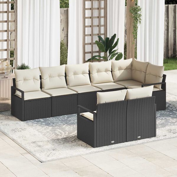 vidaXL Set di divani 8 pcs Nero polyrattan