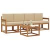 vidaXL Set di divani da esterno con cuscino 5 pcs Naturale e Beige