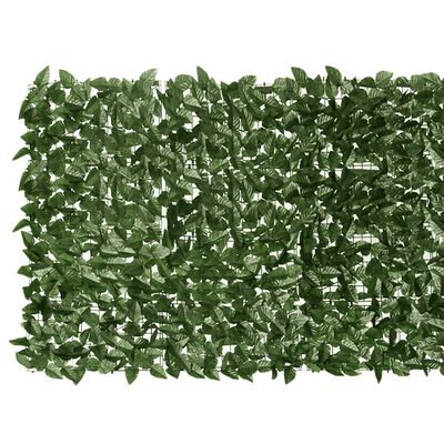 vidaXL Paravento da Balcone con Foglie Verde Scuro 200x100 cm