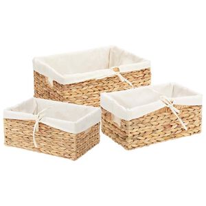 vidaXL Cesti per Stoccaggio 3 pcs Naturale 40 x 30 x 18 cm