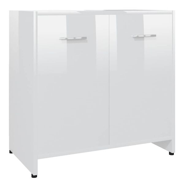 vidaXL Mobile da Bagno Bianco Lucido 60x33x61 cm in Legno Multistrato