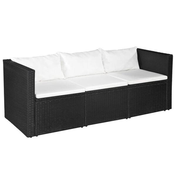 vidaXL Set Divani da Giardino 4 pz in Polyrattan Nero e Bianco
