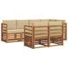 vidaXL Set di divani da esterno 7 pz Naturale e Beige Poliestere