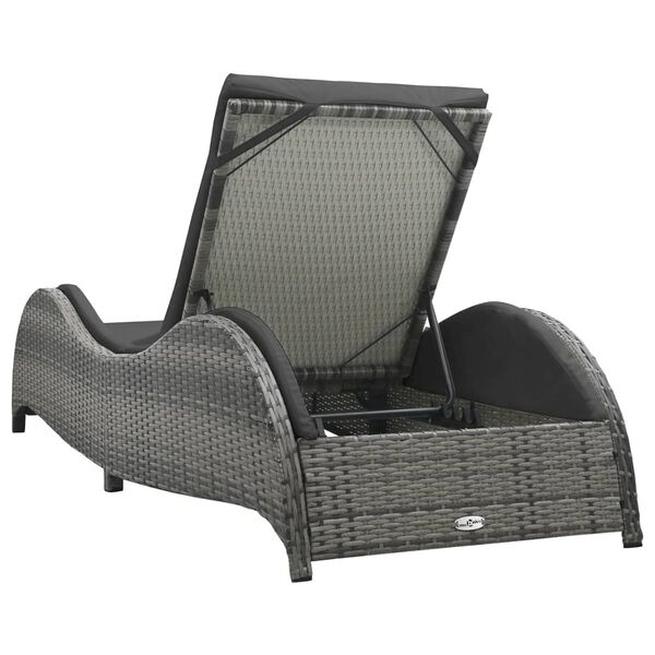 vidaXL Lettino Prendisole con Cuscino in Polyrattan Antracite