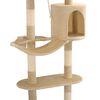 vidaXL Albero per Gatti con Tiragraffi in Sisal da Parete 194 cm Beige