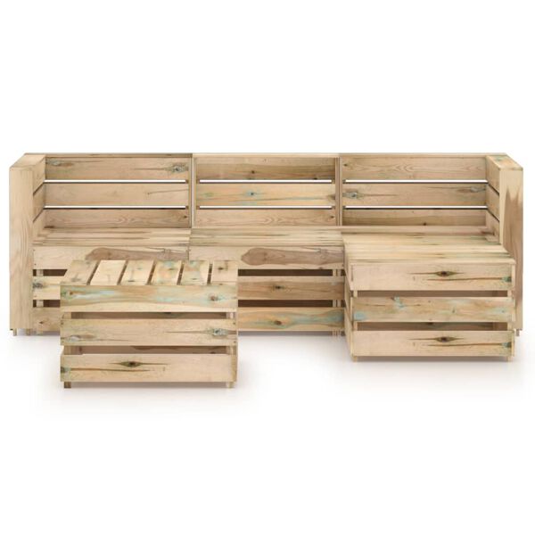 vidaXL Set Salotto da Giardino 5 pz in Legno di Pino Impregnato Verde