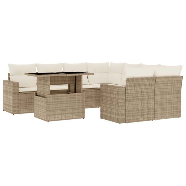 vidaXL Set Divano da Giardino 9 pz con Cuscini Beige in Polyrattan