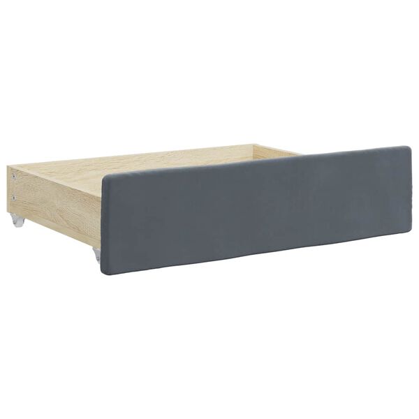 vidaXL Cassetti da Letto 2pz Grigio Scuro Legno Multistrato e Velluto
