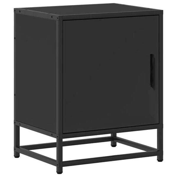 vidaXL Comodino Nero 40x31x50 cm Legno Multistrato e Metallo