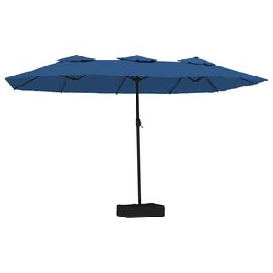 vidaXL Ombrellone a Doppia Testa con LED Azzurro 449x265 cm