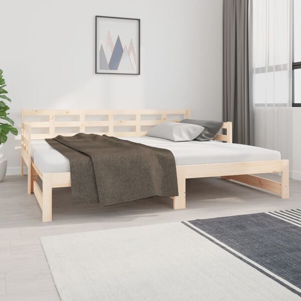 vidaXL Dormeuse Estraibile in Legno Massello di Pino 2x(90x190) cm