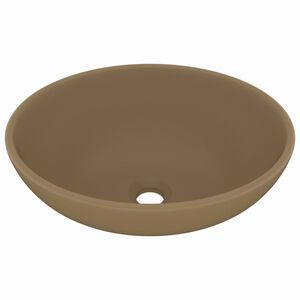 vidaXL Lavandino Lusso Ovale Crema Opaco 40x33 cm in Ceramica
