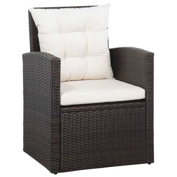 vidaXL Set Divani da Giardino 5 pz con Cuscini in Polyrattan Marrone
