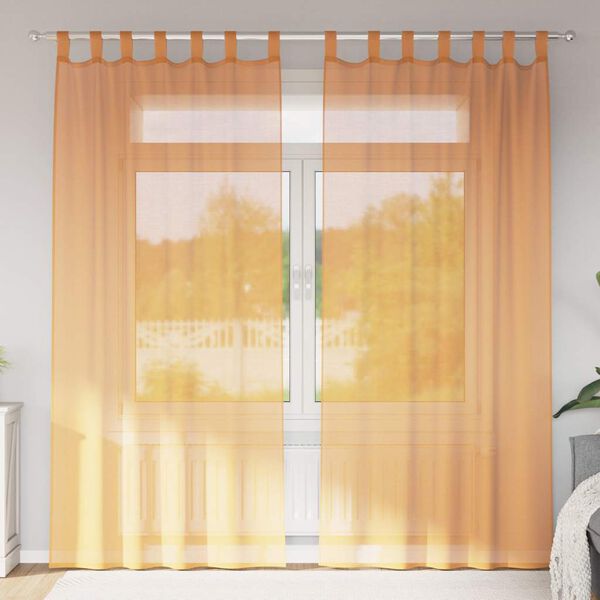 vidaXL Tende in Voile con Passanti 2 pz Arancio 140x225 cm