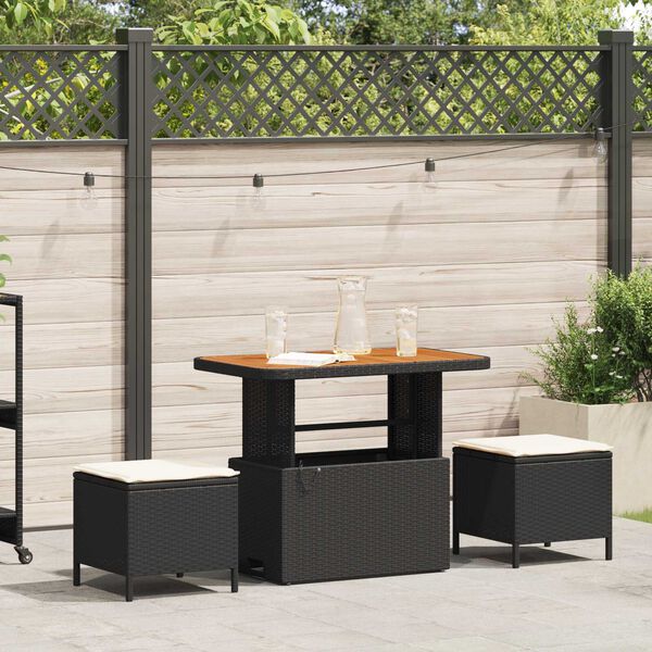 vidaXL Set da Pranzo per Giardino Nero Poly Rattan