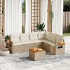 vidaXL Set Divani da Giardino 7 pz con Cuscini Beige in Polyrattan